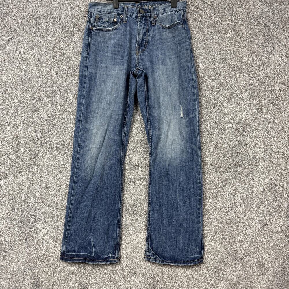 American Eagle Jeans Mens 29x27 Relaxed Blue Straight Denim Distressed Y2K